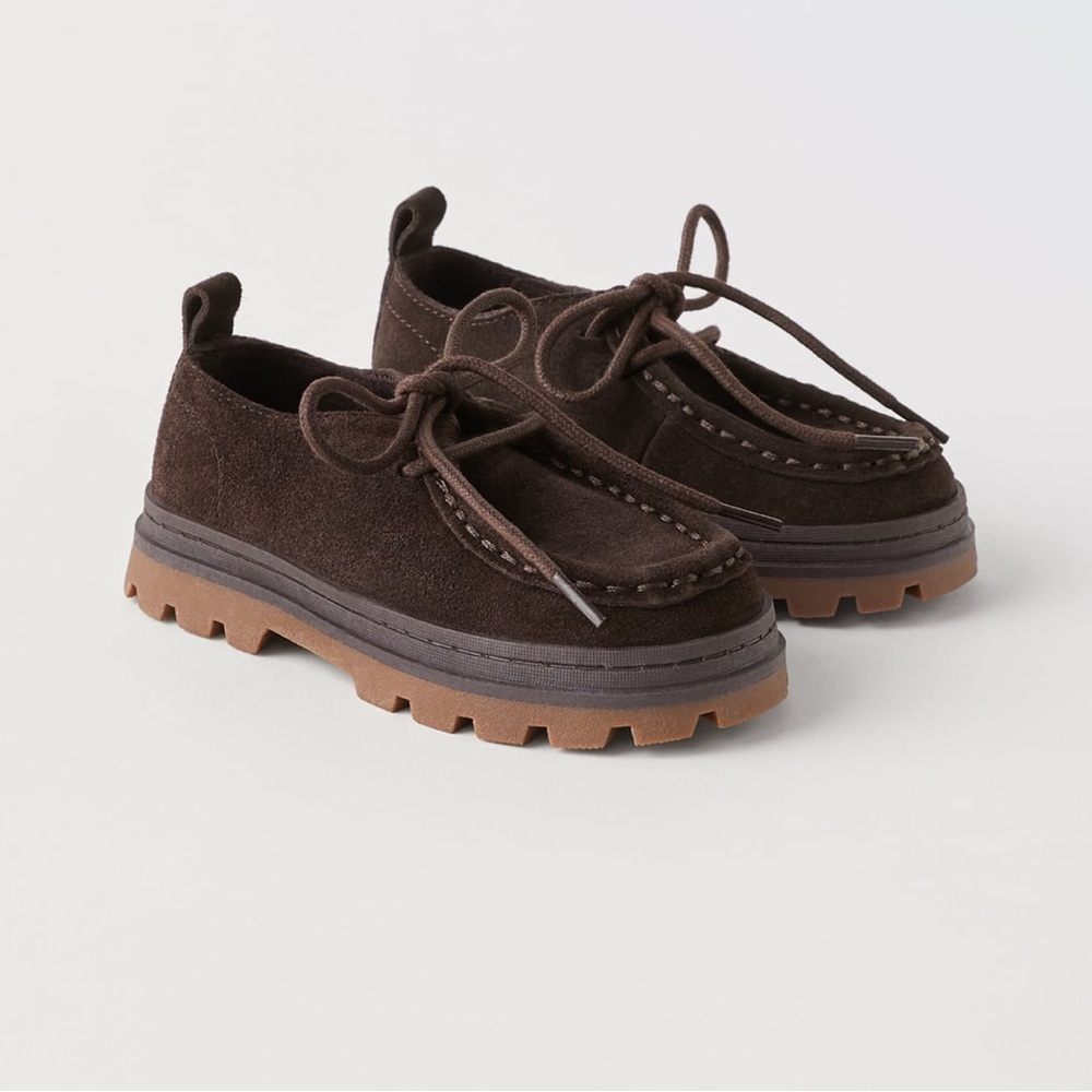Zara Dark Brown Leather Lace-Up Shoes - Picture 2 of 7